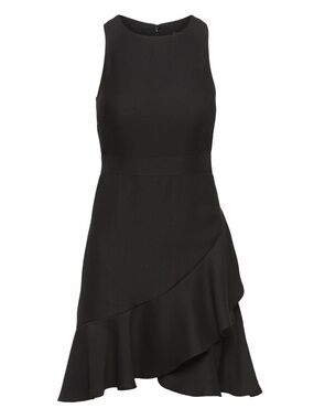 Banana Republic Black Sleeveless Ruffle-Hem Mini Dress